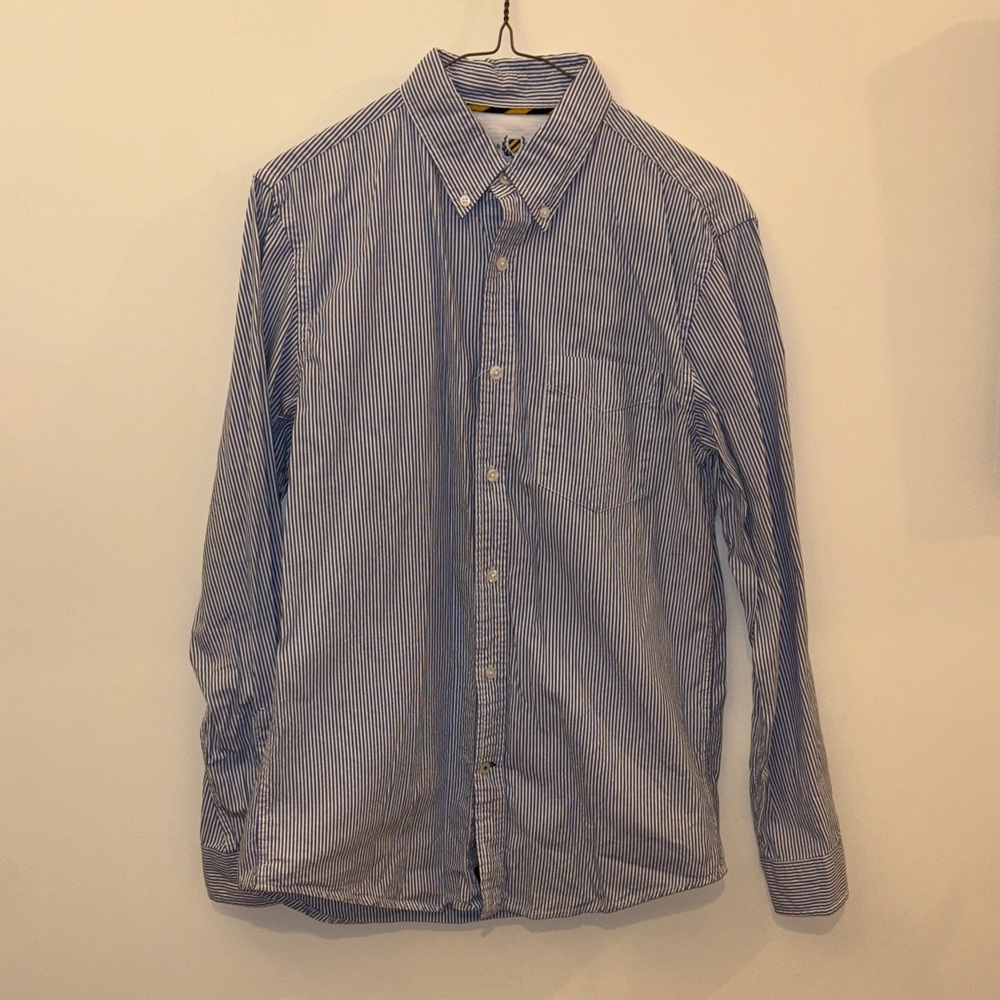Vintage Club Room Blue and White Striped Button Down Shirt